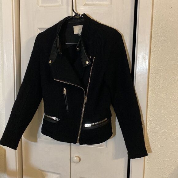 IRO Clifden Wool Biker Jacket Black Medium US8 - Picture 4 of 10